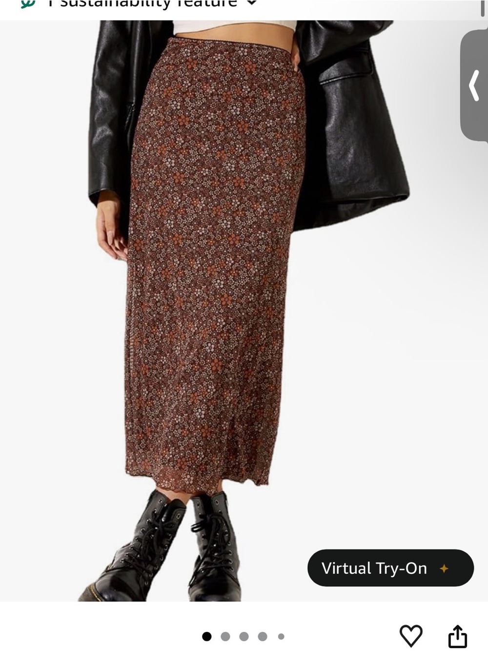 Floral Brown Midi Skirt